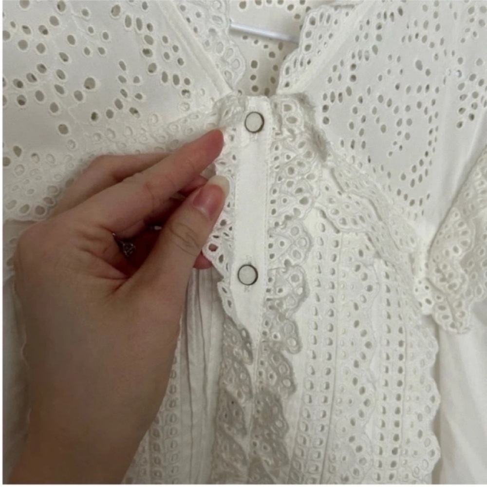 Ulla Johnson Aster Long Sleeve Tiered Ruffle Mini Dress White - Picture 9 of 12